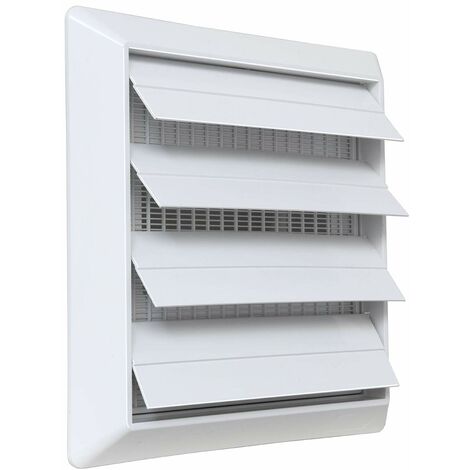 La Ventilazione S19157RB Griglia di ventilazione da Sovrapporre in ABS, Bianco, con Alette a gravità e rete antinsetti. Dimensioni 185x185 mm