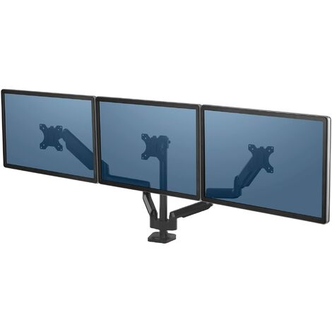 Fellowes braccio monitor triplo Platinum Series, ergonomico, con funzioni di oscillazione orizzontale, inclinazione, rotazione, 2 porte USB, dimensioni massime monitor 30" (9 kg), colore nero (1/5)