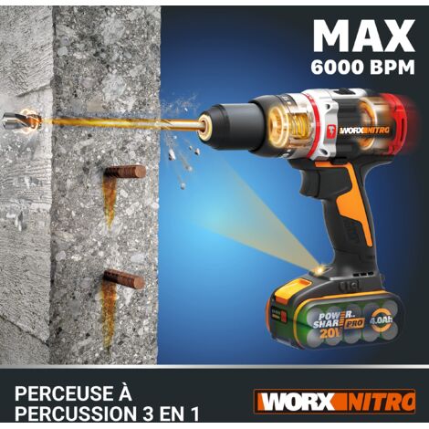 Trapano A Batteria WORX Slammer 20V Brushless - Senza Batteria, Motore Potente E Leggero - Foto 7