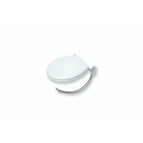 Sedile copri wc in legno verniciato bianco, con rubinetto monocomando ed aeratore per funzione bidet (1/2)