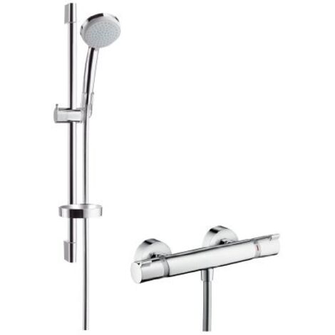 Hansgrohe Croma 100 - Set doccia termostatico Vario, 3 getti, cromato 27034000