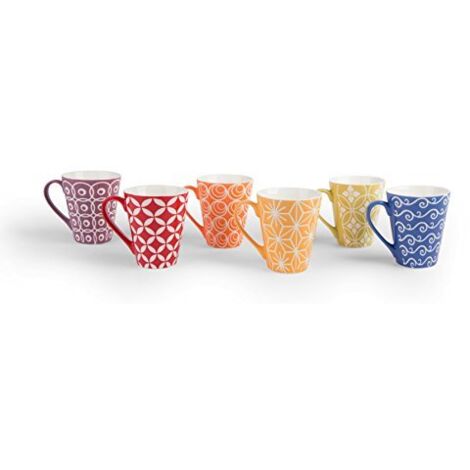 Excelsa 60670 Etnika Set 6 Tazze Mug, Porcellana, Multicolore (1/4)