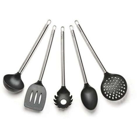 Excelsa Classic Set Utensili da Cucina, Nylon, Nero, 5 Unità (1/3)