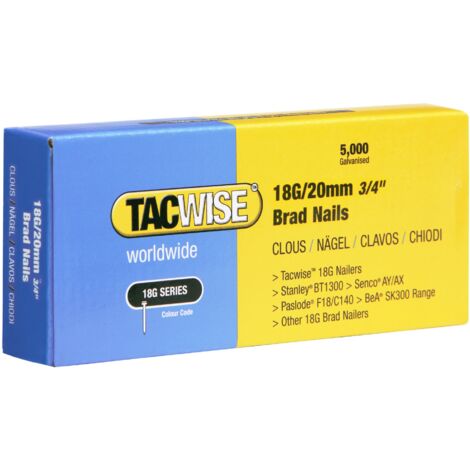 Tacwise 0395 Chiodi Brad Galvanizzati Tipo 18G / 20 mm, Confezione da 5000 (1/3)