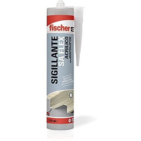 Fischer SA FLEX Sigillante Elastico Bianco Acrilico Interni ed Esterni, Finitura Liscia, Verniciabile, per Facciate, Giunti, Legno, Plastica, Inodore, 552330
