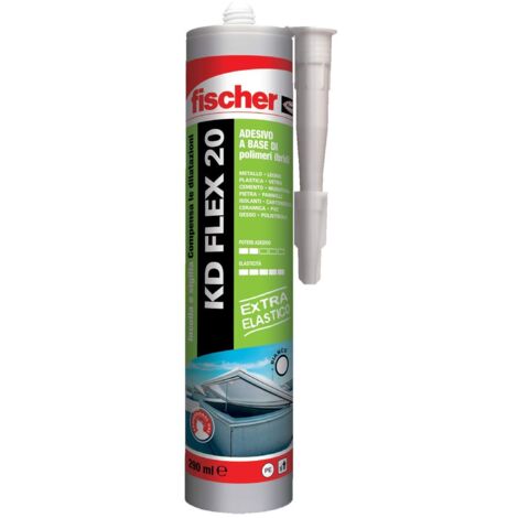 Fischer KD FLEX 20 Bianco, Sigillante adesivo per sigillatura e incollaggio di giunzioni soggette a dilatazioni, 290 ml, 541567