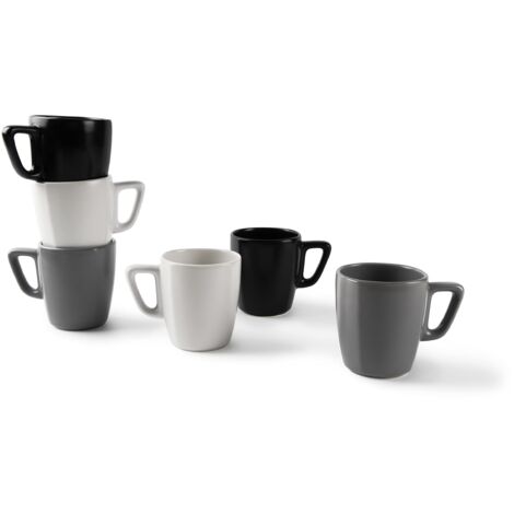 Excelsa Eclipse Set 6 Tazze Mug 230 ml, Ceramica, Bianco, Nero e Grigio (1/5)