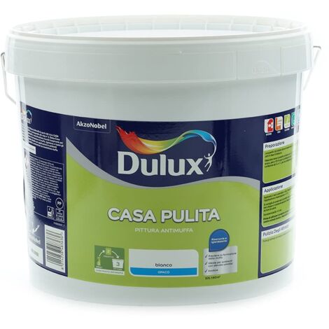 Dulux Casa Pulita Singolo Pittura per Interni Antimuffa Rimuove e Protegge Da Muffe e Funghi, 10 Litri, Bianco, 10L