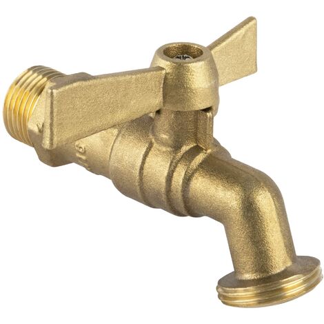 Boutt 2180330 R15P - Rubinetto da giardino, in ottone, 1/4 giro, con chiusura a farfalla, 15 x 21, attacco 20 x 27