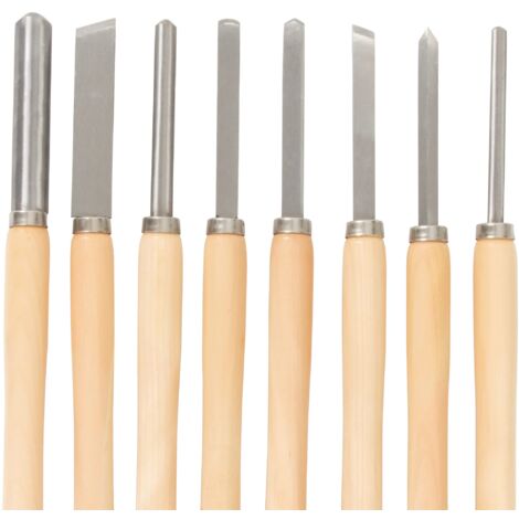 Silverline 303159 Set di Scalpelli per Tornire il Legno, 8 Pezzi, Beige