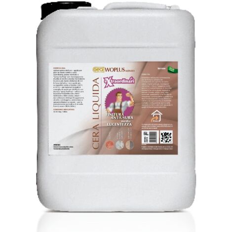 GEAL WOPLUS SATINATO. Cera liquida antiusura, protettiva e antimacchia. Finitura satinata. 5 Litri