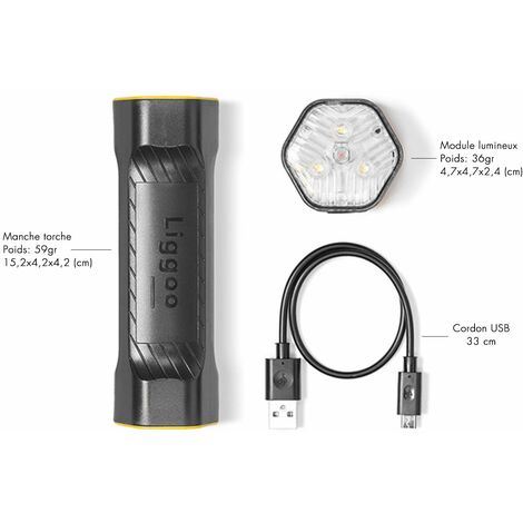 LIGGOO Torcia a LED ultra leggera e potente - Ricaricabile USB -  Impermeabile ultra resistente agli urti - Torcia