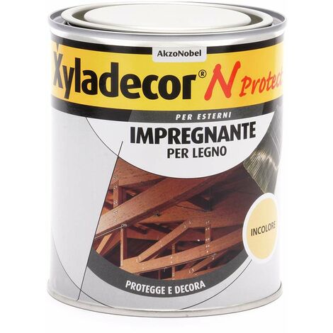 Xyladecor N PROTECT Fondo Impregnante per Legno Esterno a base solvente, Protettivo e Decorativo, Pronto Uso, Trasparente INCOLORE 750ML, 750 ML