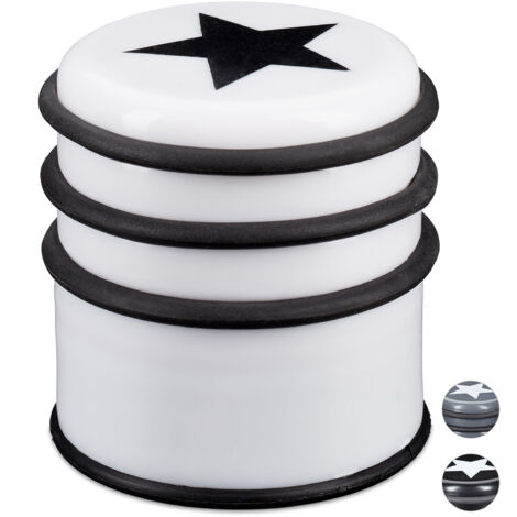 relaxdays Fermaporta a Pavimento, Blocca Porte e Finestre, Grande, con Stella, 8 cm di Altezza, Bianco (1/5)
