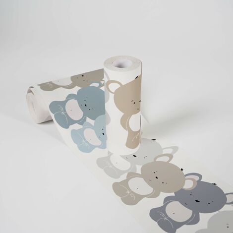 Bordi Adesivi Per Pareti Lovely Kids Cute Bears 5.00 m x 0.155 m Blu  Marrone Bianco Prodotto