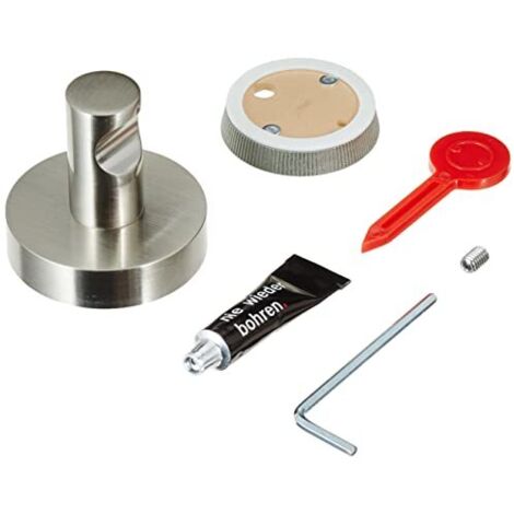 tesa Powerbutton Premium - Gancio autoadesivo rotondo, in metallo cromato opaco, portata massima: 8 kg (1/4)