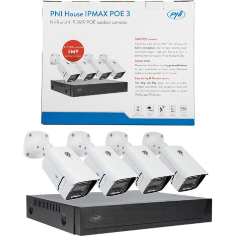 Kit Videosorveglianza PNI House IPMAX POE 3, NVR Con 4 Porte POE, 4 ...