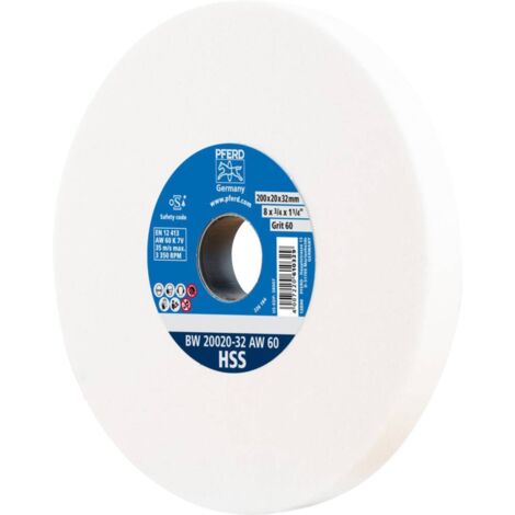 PFERD Disco abrasivo HSS, 200 x 20 x 32, A60, 39008437 - Disco abrasivo medio duro per affilare punte HSS con manicotti di riduzione (25/20/16 mm) (1/5)