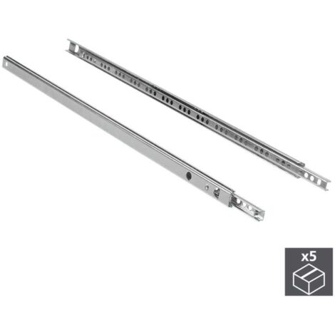 Emuca 3009505 Set di 5 paia (10 pz) guide/binari con cuscinetti a sfere ad estrazione parziale 17mm x 182mm per cassetto