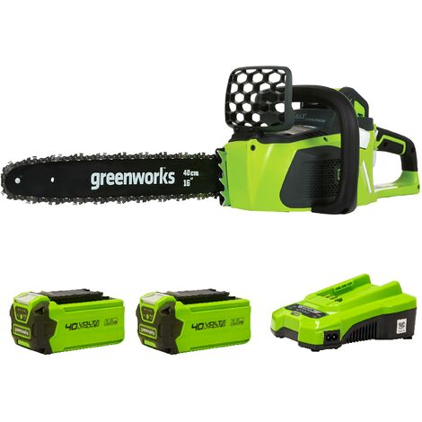 Greenworks Batteria Motosega a Catena GD40CS40K2x (Li-Ion 40V, 11 m/s  Velocità della Catena, 40