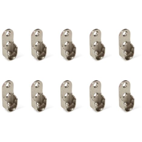 Emuca 7065107 Reggitubo laterale per asta di armario ovale, Zama, Nichelato, Set di 10