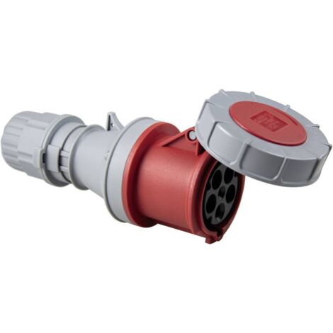 as - Schwabe Presa Elettrica CEE 400V/63A/5-pin - con contatto a vite per il collegamento di potenza - Resistente agli urti - Protezione dall'acqua IP67 - Rosso/grigio, 60428