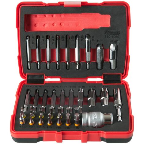KS Tools 150.7060 1/4" + 10 mm Kit estrazione con viti speciali, 34 pz