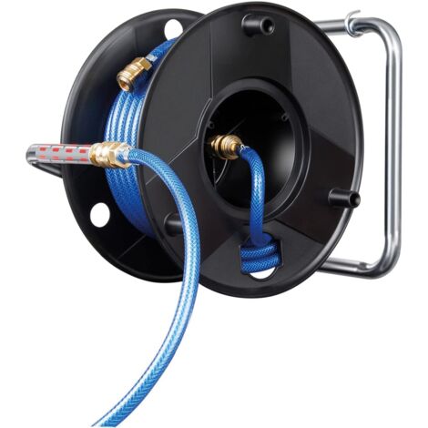 Avvolgitubo Anti Torsione con Tubo Flessibile per Aria Compressa da 20 Metri, Made in Austria, Brennenstuhl 1127010010, Tubo, 6/12mm, Avvolgitubo Robusto con Supporti per Montaggio a Parete, Nero/Blu