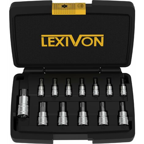 LEXIVON Chiavi Torx per Avvitatore a Batteria, Chiavi a Bussola per Milwaukee, Makita, Chiave Dinamometrica, Inserti per Avvitatore e Chiavi a Cricchetto, 13 Pezzi EU T8 - T60 (LX-143) (1/4)