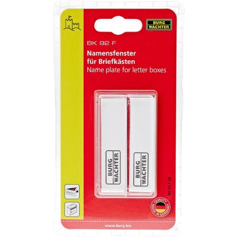 BURG-WÄCHTER Finestrella nome per cassetta postale, Accessori per cassetta posta BURG-WÄCHTER, Protezione targhetta, Targhetta posta BK 92 F SB, 74 x 22 mm, Trasparente