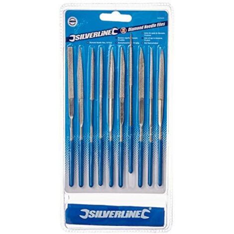 Silverline 633509, Set di lime ad ago diamantate, 10 pz., 140 mm (1/4)