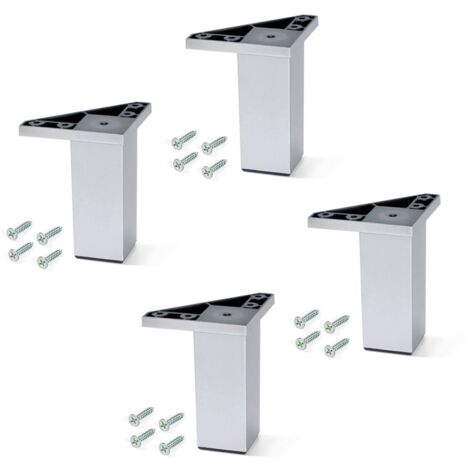 Emuca 2039825 Piede con Viti di Fissaggio per Mobile, Verniciato Alluminio, H 120mm, Set di 4 Pezzi