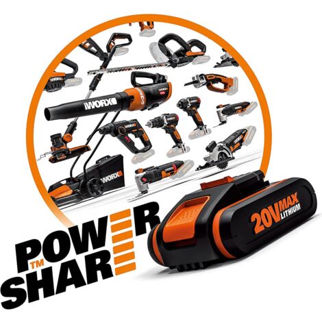 Worx WA3604 Kit 1 Carica Batteria Rapido 1 Batteria Power Share