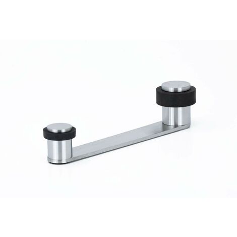 EVI Fermaporta DUALE Con Gomma Bianca | Adesivo O Vite | 28x21 Mm Acciaio Inox AISI 304