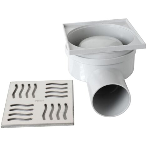 Chiusino Sifonato First Plast ABS Con Griglia Inox - 100x100 Mm, Scarico 50 Mm Orientabile