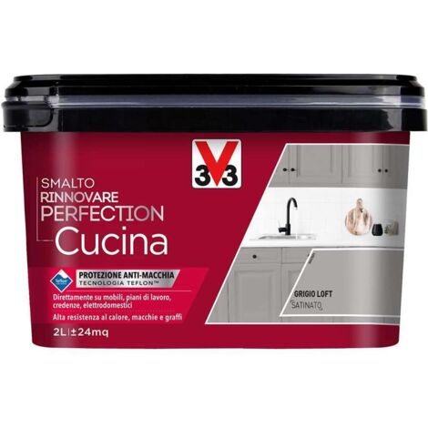 V33 SMALTO RINNOVARE PERFECTION CUCINA Grigio Loft Satinato 2 L