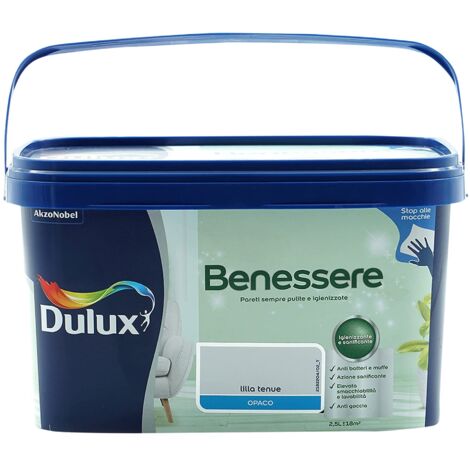 Dulux Benessere Pittura Colorata all'Acqua per Interni Superlavabile Anti Muffa Anti Batteri con Ioni D'Argento, 2.5 Litri, Lilla Tenue, 2.5L (1/3)