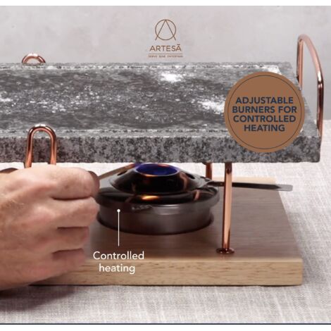 Griglia In Pietra Per Tavolo | Hot Stone Grill 41x22x15 Cm | Marmo E Legno - Foto 4