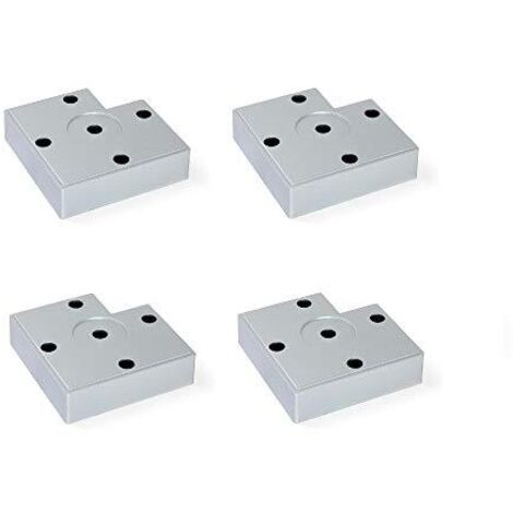 Emuca - Gambe per mobili, piedi per mobile in plastica colore grigio metallizzato, Set di 4 piedini di altezza 15mm