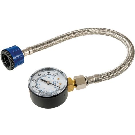 Silverline - Manometro con tubo flessibile per tubature dell’acqua 0-11 bar (0-160 psi) (482913)