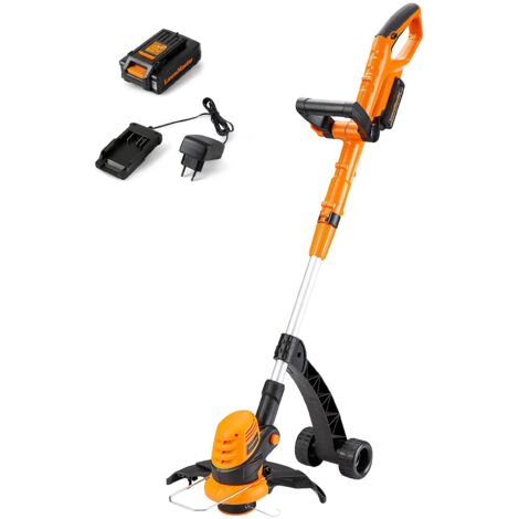 Lawnmaster Decespugliatore Tagliabordi a Batteria 24V 2,0Ah, Stelo in Alluminio Regolabile, Rasaerba Elettrico da Giardino, Diametro Taglio 25 cm e Filo da 1.65 mm - 1Batterie Incluse (1/5)