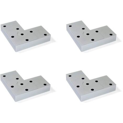 Emuca - Gambe per mobili, piedi per mobile in plastica colore grigio metallizzato, Set di 4 piedini di altezza 12mm (1/4)