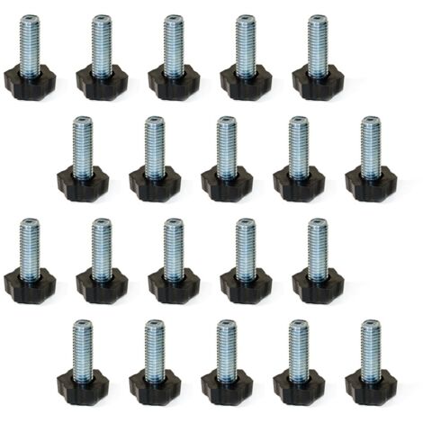 Emuca 2020605 Piedino regolabile a vite per mobile, filettatura M8x30mm, Set di 20 pezzi (1/5)