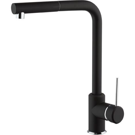 Rubinetto Lavabo Estraibile Nero Opaco KBL-7002B-CL2 | Con Scarico Pop-up E Doccetta | 1 O 3 Fori