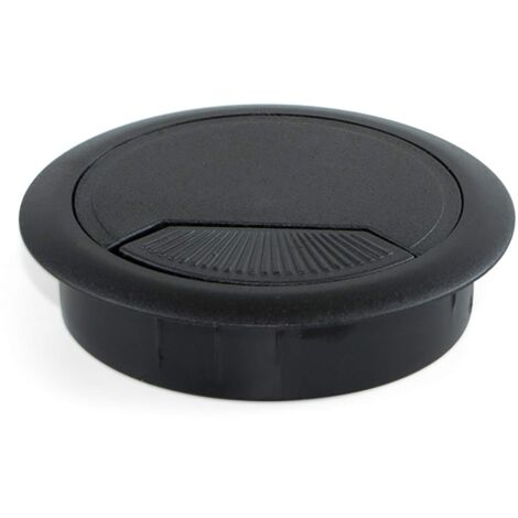 Emuca 3196417 Confezione da 4 Passacavi Rotondi Diametro 80 mm per Incastrare in Scrivania/Tavolo in Plastica Nera (1/5)