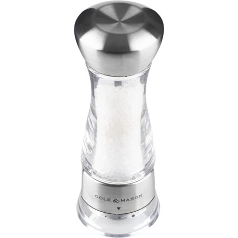 Cole & Mason H59302G Windermere Macina Sale, Gourmet Precision+ Macinatura, Acciaio inossidabile, Acrilico, 165mm, Include 1 x Mulino (1/5)