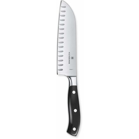 Victorinox Grand Maitre, coltello Santoku con lama intagliata, forgiata, lavabile in lavastoviglie, confezione regalo, colore nero (1/5)
