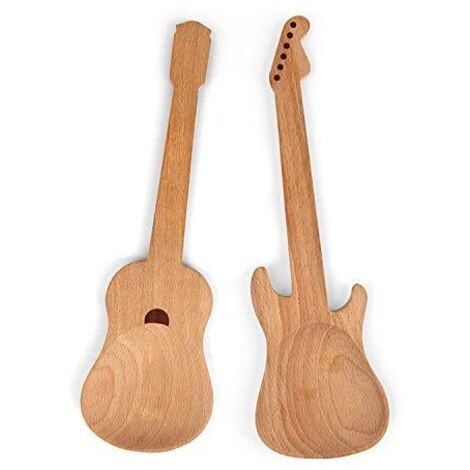 Kikkerland Guitar Utensils Posate per Insalata, Legno, 33x11x1 cm, 2 unità (1/4)