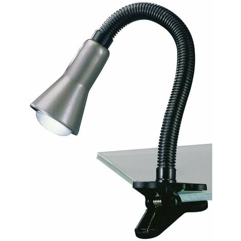 Trio 5028010-47 Pinza Flessibile da Tavolo/Mensola, 1 Luce, Plastico,  Alluminio, Nero