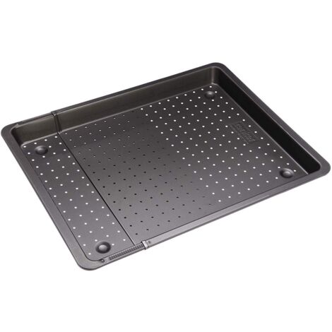 Zenker Piastra Forata Estensibile da 37 a 52 cm, con sistema di bloccaggio automatico, bordo XXL da 3 cm In acciaio Carbon Steel rivestito in antiaderente Teflon Classic Linea Black Metallic